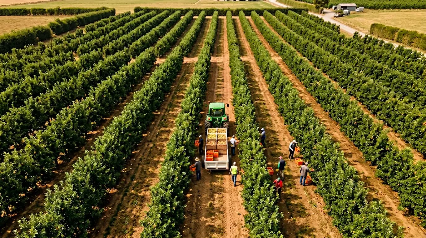 Aerial view of farm rows