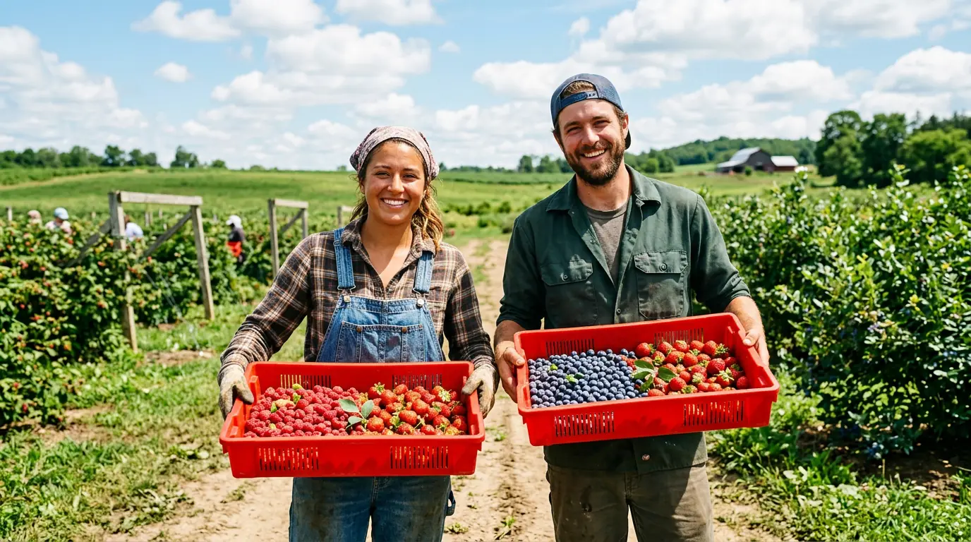 Field technician assessing crop health